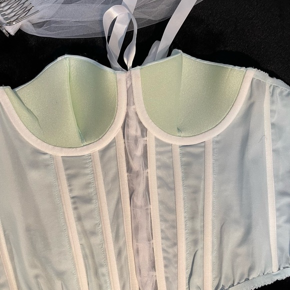 M Complete set VS Victoria’s Secret “Sexy little Bride”Light Blue Satin Costume - Picture 10 of 16